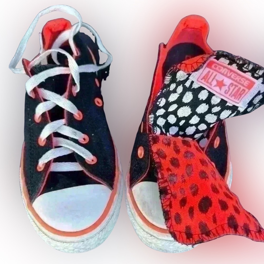 Converse AllStar‎ double tongue Halloween wear low top orange black size 3